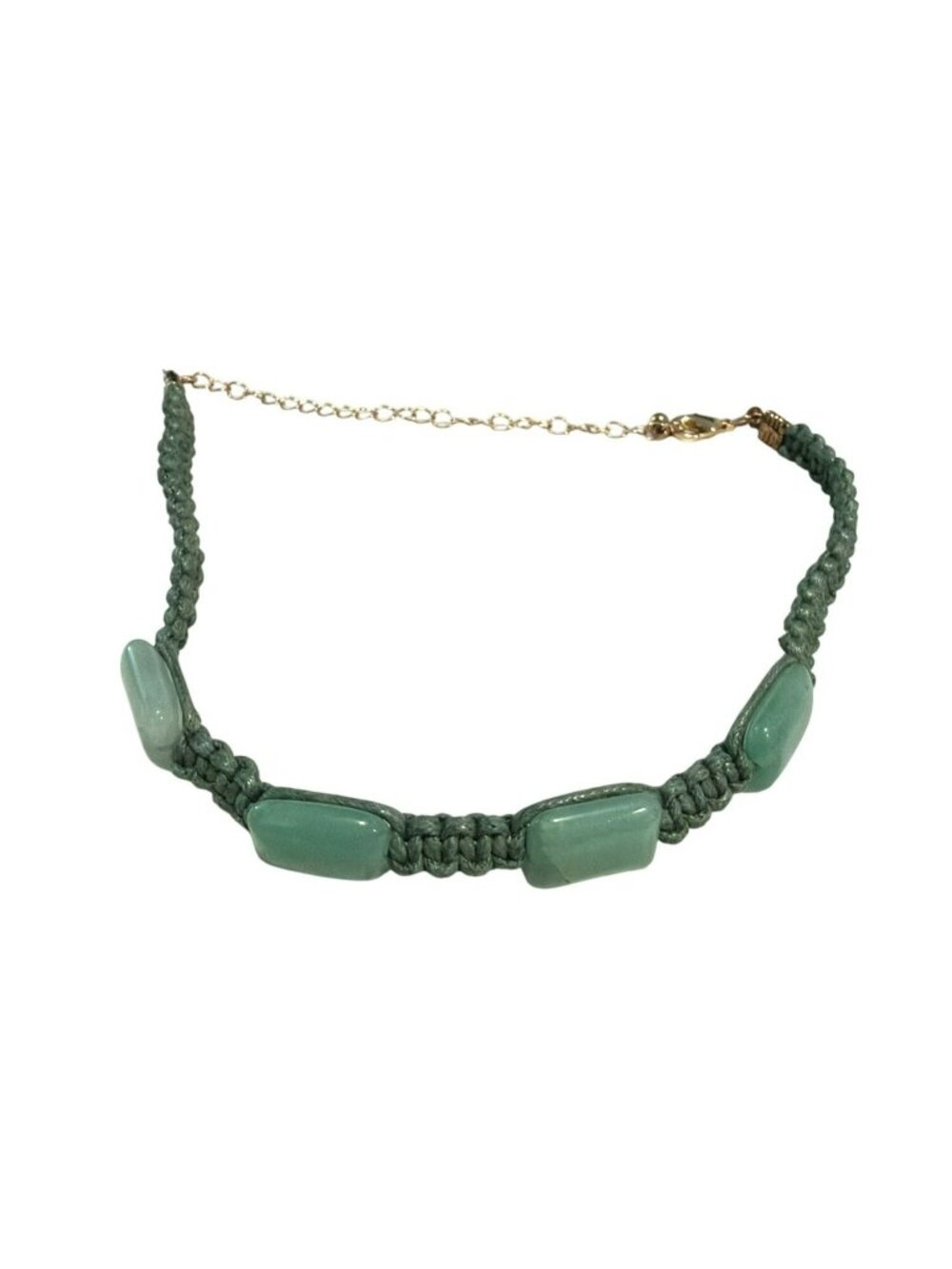 Free People Sweet Caroline Green Jade Stone Macrame Choker Necklace New